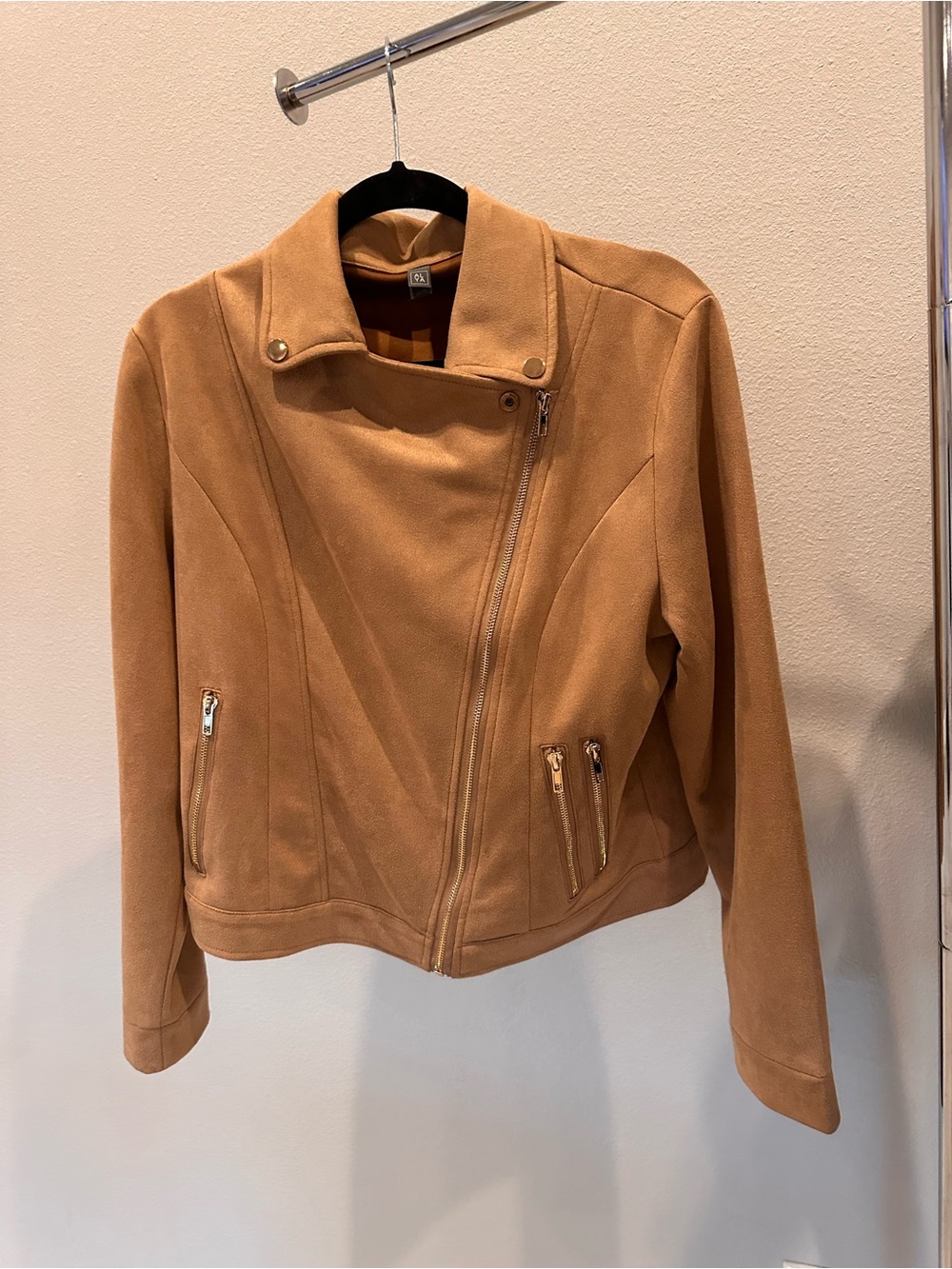 Alya Tan Suede-Look Bomber Jacket - Picture 2 of 4